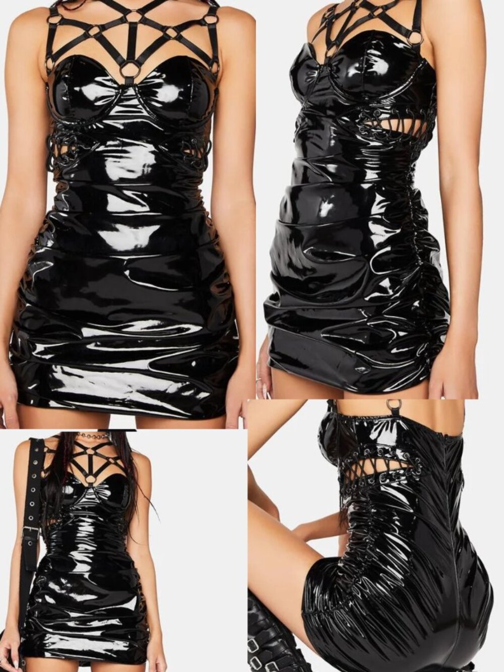 Dolls Kill/Darker Wavs sz XL Modulation Liquid Velvet Mini Dress